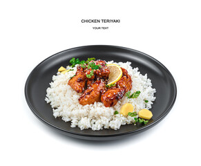 Teriyaki chicken isolated on a white background.