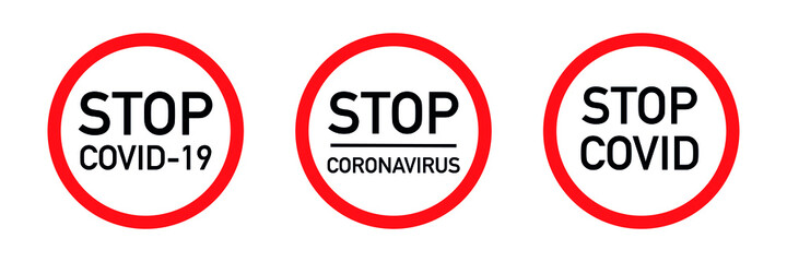 red stop coronavirus road sign vector