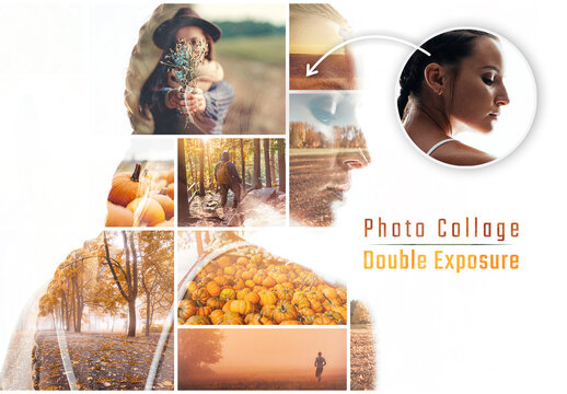 Photo Collage Double Exposure Effect Mockup