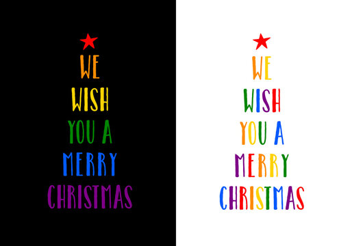 Rainbow Christmas Tree, LGBT Pride, Gay, LGBTQ, Vector Xmas Card