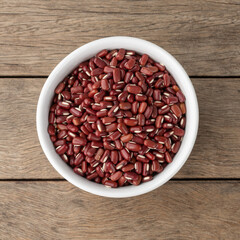 Azuki beans in a bowl over wooden table