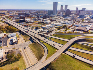 Fototapeta na wymiar Aerial view of the Tulsa downtown