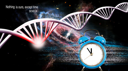  stylized DNA on the background of the starry sky. Elements of this image furnished by NASA....