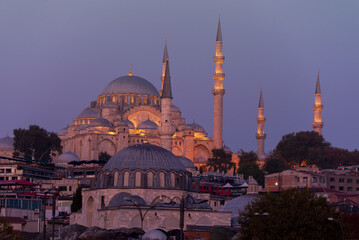 Fototapeta na wymiar View to new Mosque, Yeni Cami in Istanbul, Turkey.