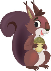 squirrel holds an acorn in its front paws
