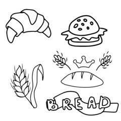 Set of bread and bakery products vector design ,for banner stickers