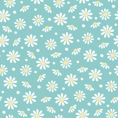Seamless floral pattern of daisies. Vector illustration. It can be used for wallpapers, cards, wrapping, patterns for clothes and other.