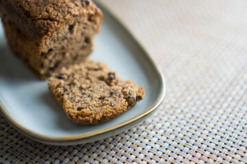 food photography: a small piece of cake on a stylish plate