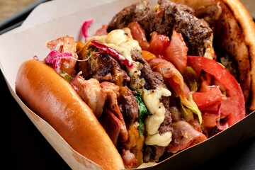fast food burger classic american food with smoked meat