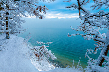 Snowy winter on the Gdansk Bay cliffs