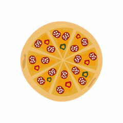 Appetizing pizza with salami, pepperoni, cheese and jalapenos