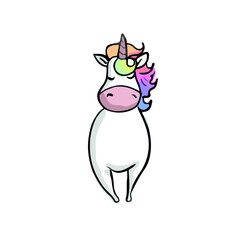 Vector children's unicorn design for stickers, social networks, postcards.