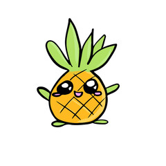 Vector children's design of funny fruits, social networks, postcards .
