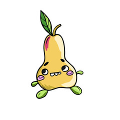 Vector children's design of funny fruits, social networks, postcards .