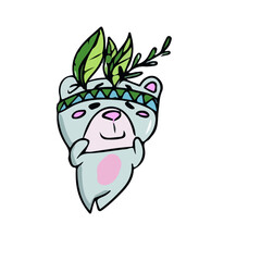 Vector children's design of a bear , social networks, postcards .