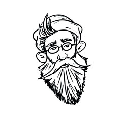 Vector design of hipster's face, social networks, postcards .