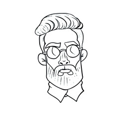 Vector design of hipster's face, social networks, postcards .