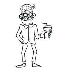 Vector design of hipster's face, social networks, postcards .