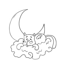 Children's vector design of a funny cat for stickers, social networks,postcards