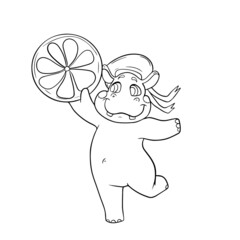Children's hippopotamus vector design for stickers, social networks, postcards.