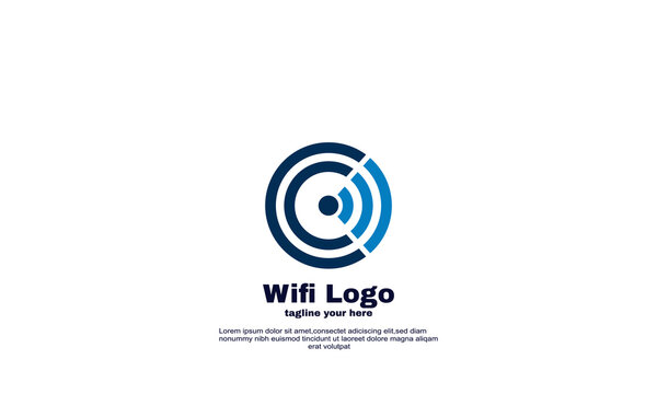 initial c and wireless signal logo template design wifi