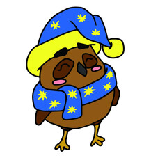 Children's vector design of funny owl for stickers, social networks,postcards 