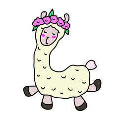 Children's vector design cute llama for stickers, social networks,postcards