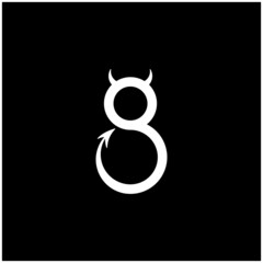 number 8 or letter g shaped devil or demon logo satan vector illustration