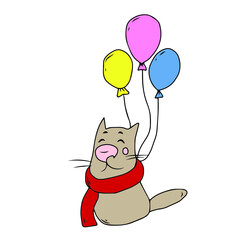 Children's vector design of a funny cat for stickers, social networks,postcards