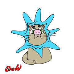 Children's vector design of a funny cat for stickers, social networks,postcards