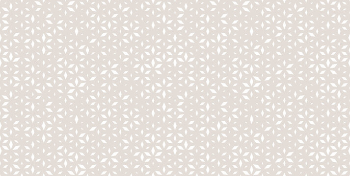 Subtle vector seamless pattern with small diamond shapes, floral silhouettes. Modern minimalist beige background with halftone effect, randomly scattered shapes. Simple stylish texture. Trendy design