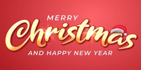 Editable text Merry christmas and happy new year style effect suitable for christmas banner sale