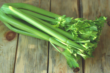 Celery. Fresh stalks and leaves of celery.