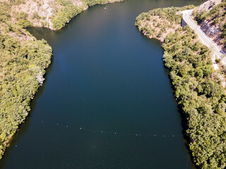 Aerial view of Krichim Reservoir, Rhodopes Mountain, Bulgaria