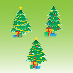 Set of three christmas trees vector