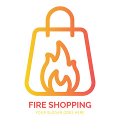 Fire Shopping Logo Vector Template
