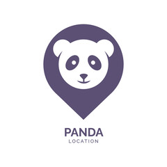 Panda Location Logo Vector Template