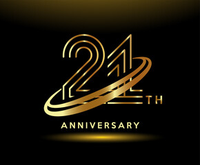 Golden 21 year anniversary celebration logo design inspiration