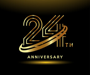 Golden 24 year anniversary celebration logo design inspiration