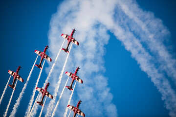 Doha,Qatar,December,18,2017. The Qatar Air Force Parade on the Doha Corniche waterfront promenade for national day.