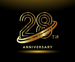 Fototapeta premium Golden 28 year anniversary celebration logo design inspiration