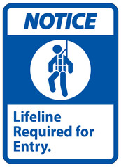 Warning Confined Space Sign Lifeline Required For Entry