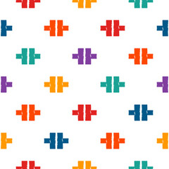 Paint brush strokes seamless pattern. Freehand design background. Crosses motif modern minimal ornament. Trendy handdrawn doodle geometric print