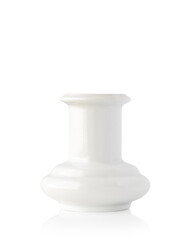Small white ceramic vase isolated on white background