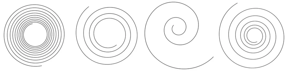 Poster Spiral, swirl, twirl, volute design element with thin lines. Circular curved line element © Pixxsa