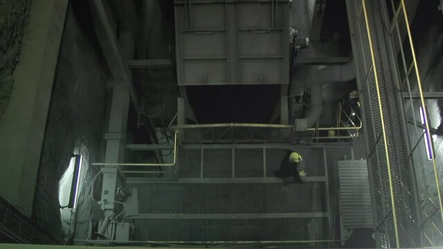 High Angle View of Hall of An Underground Coal Mine in Patagonia, Argentina.