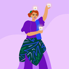 Illustration of woman performing Philippine folk candle dance