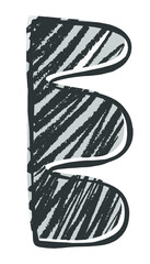 Abstract hand drawn collage element.Organic shape in vintage style with grunge texture. Hand-drawn abstract art boho style inspired