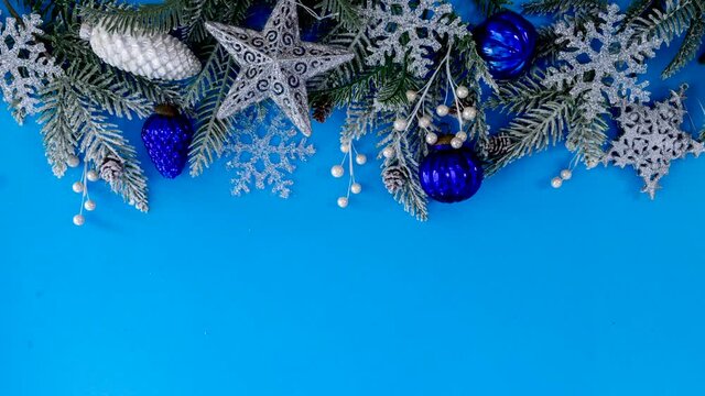 Christmas Decorations on a Blue Background