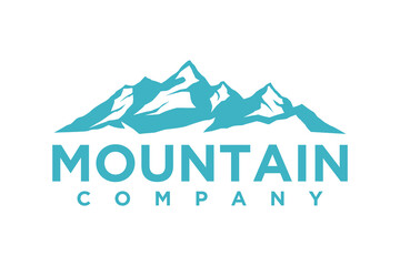 Simple Modern Mountain Landscape Logo Design Vector, Rocky Ice Top Mount Peak Silhouette - obrazy, fototapety, plakaty